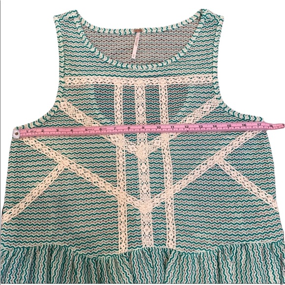 Free People Green Lace Crochet Peplum Tank Small - Picture 11 of 14